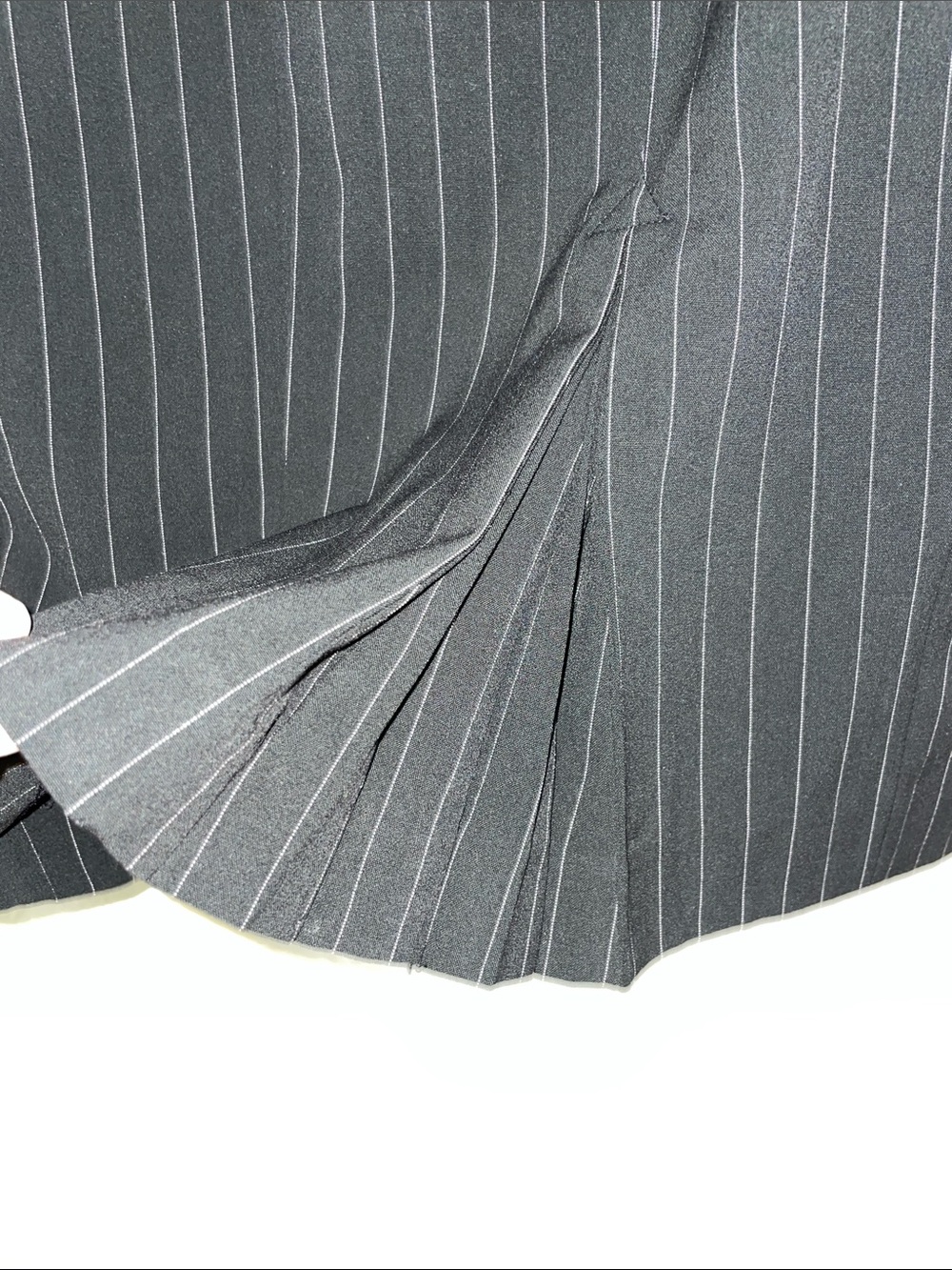 Norma Kamali Black Pinstripe Pencil Skirt with White Stripes - Picture 4 of 9
